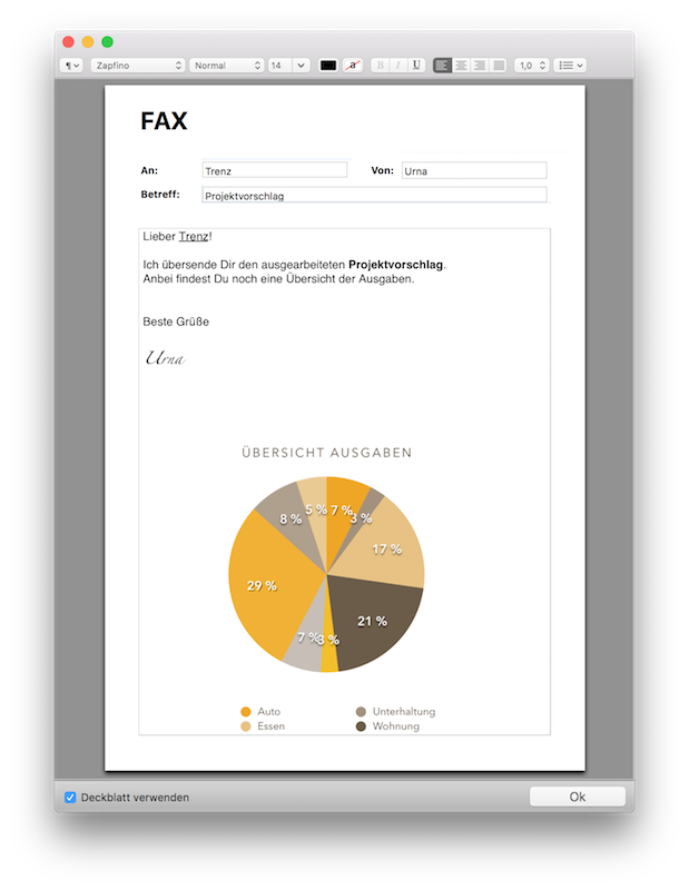 Faxbot Deckblatt-Editor